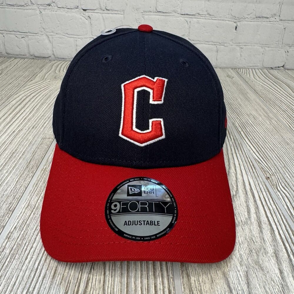 Cleveland Guardians Logo C Hat Adjust Hook Loop New Era 9Forty MLB Blue Red NEW
